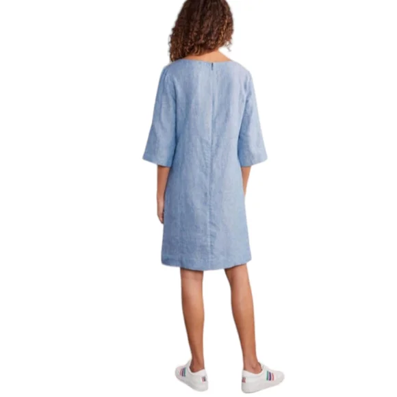 Boden Laurie Dress Women's Size 10R Blue Chambray Linen Casual - Picture 2 of 9